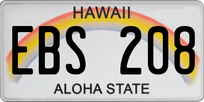 HI license plate EBS208