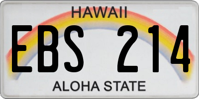 HI license plate EBS214