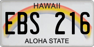 HI license plate EBS216