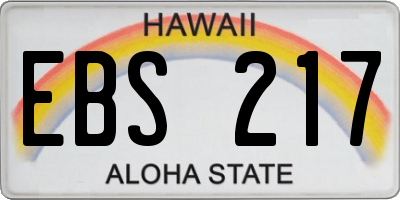 HI license plate EBS217
