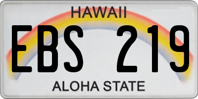 HI license plate EBS219