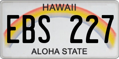 HI license plate EBS227