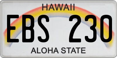 HI license plate EBS230