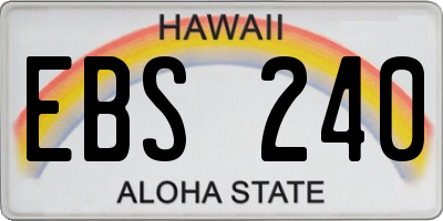 HI license plate EBS240