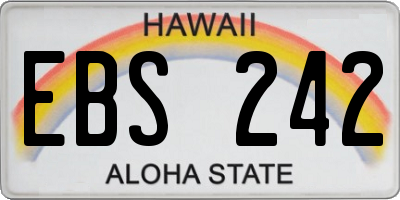 HI license plate EBS242