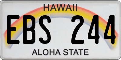 HI license plate EBS244