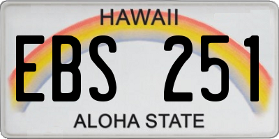 HI license plate EBS251