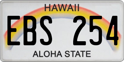 HI license plate EBS254