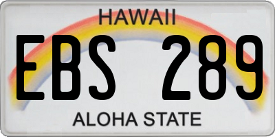 HI license plate EBS289
