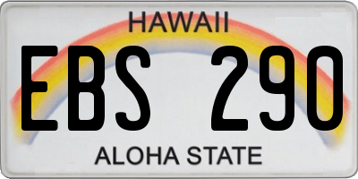 HI license plate EBS290