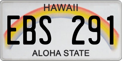HI license plate EBS291