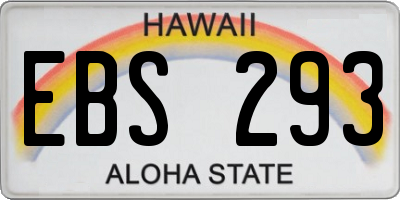HI license plate EBS293