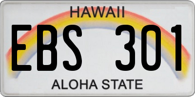 HI license plate EBS301