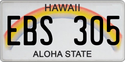 HI license plate EBS305