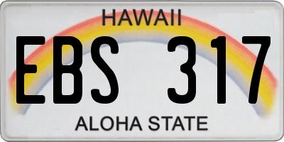 HI license plate EBS317
