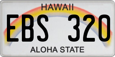 HI license plate EBS320