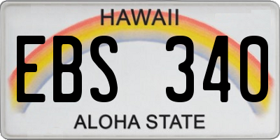 HI license plate EBS340