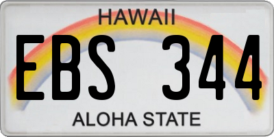 HI license plate EBS344