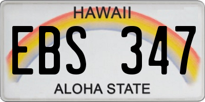 HI license plate EBS347