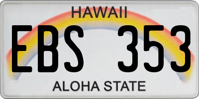 HI license plate EBS353