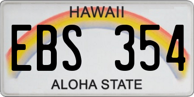 HI license plate EBS354