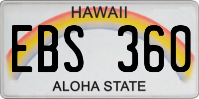 HI license plate EBS360