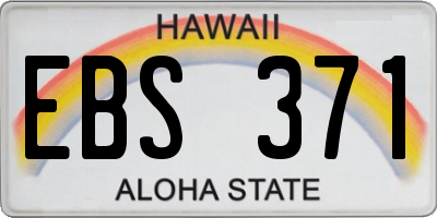 HI license plate EBS371