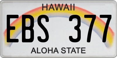 HI license plate EBS377