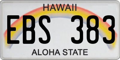 HI license plate EBS383