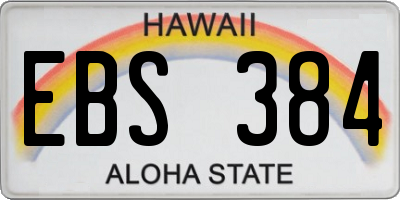 HI license plate EBS384