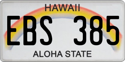 HI license plate EBS385