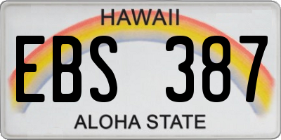 HI license plate EBS387