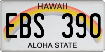 HI license plate EBS390