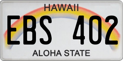 HI license plate EBS402