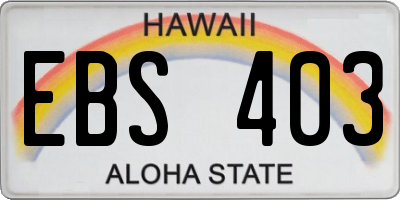 HI license plate EBS403