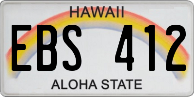 HI license plate EBS412
