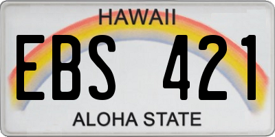 HI license plate EBS421