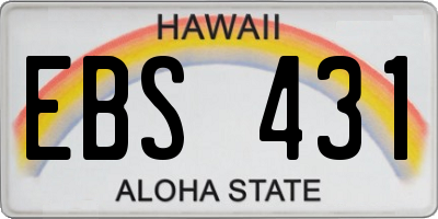 HI license plate EBS431
