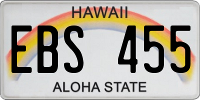 HI license plate EBS455
