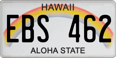 HI license plate EBS462