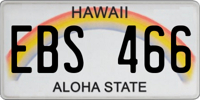 HI license plate EBS466
