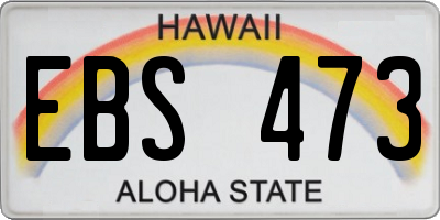 HI license plate EBS473