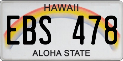 HI license plate EBS478