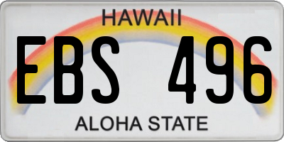 HI license plate EBS496
