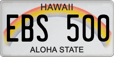 HI license plate EBS500