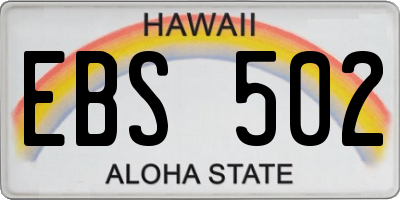HI license plate EBS502