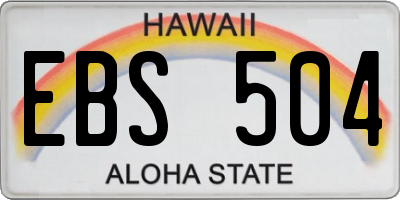 HI license plate EBS504