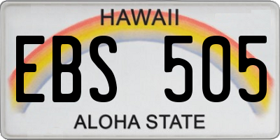 HI license plate EBS505