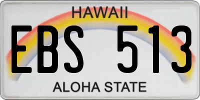HI license plate EBS513