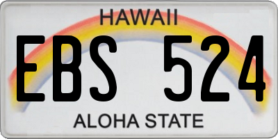HI license plate EBS524